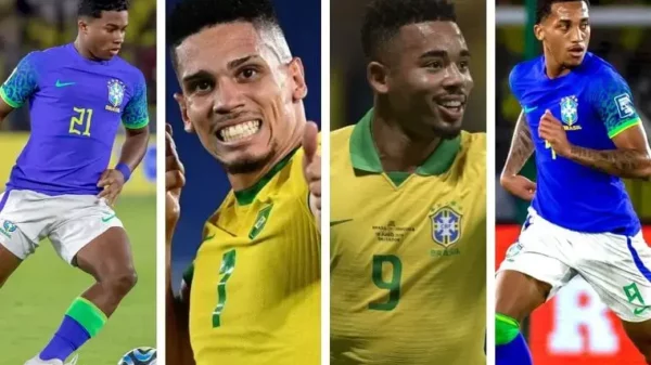 Da esquerda para a direita: Endrick, Paulinho, Gabriel Jesus e João Pedro são opções para Diniz no ataque da Seleção